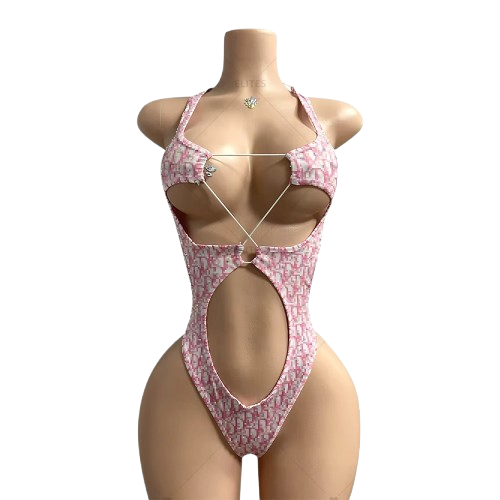 Rhinestone Cutout One-Piece Bodysuit