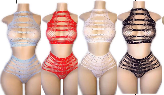 Set de malla con pedreria