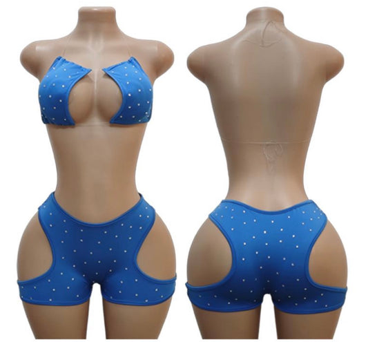 Set azul con pedreria