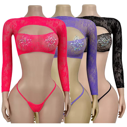 Lace set manga larga